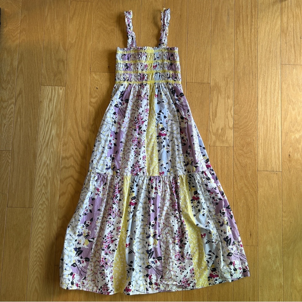 French Connection Floral Smocked Pleated Sundress Maxi Country Cottage Boho 0 - Picture 6 of 7